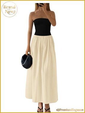 Elegant Strapless Maxi Dress Tube Top A-Line Backless Summer Formal
